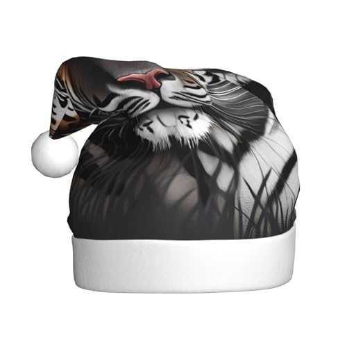 WXXWXD Weihnachtsmütze für Erwachsene, Motiv: Tiger im Ruhezustand, perfekt für Neujahrsfeiern, Partys oder Winterdekorationen von WXXWXD