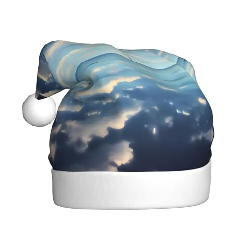 WXXWXD Weiße Wolken über dem Meer, Weihnachtsmütze für Erwachsene, perfekt für Neujahrsfeiern, Partys oder Winterdekorationen von WXXWXD