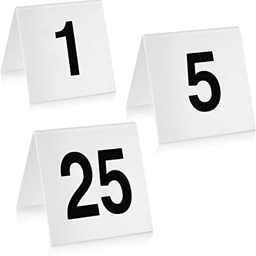 Tischnummern Acryl-Place-Karten 1-30/60, Klassische Weiße Tischnummern 63x55 Mm, Doppelseitige Tischplatz-Sitzkarten-Tags, Flexible Hochzeitsrestauralbars Cafésschilder (Color : 1 to 30 White) von WXZX