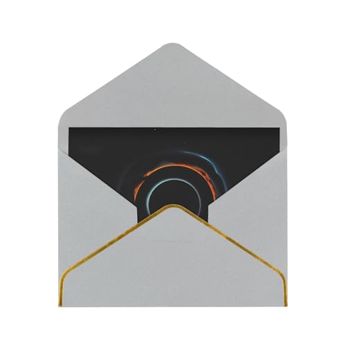 WXZYFP Geheimnisvolle kosmische schwarze Löcher, hellgraue, goldfarbene Perlglanz-Papier-Grußkarte, das Papier ist dick und robust, und es kann durch Falten geöffnet und geschlossen werden. von WXZYFP