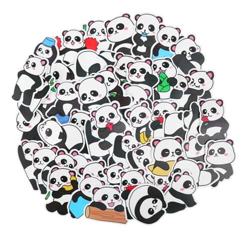 100 Stück Süßer Panda Aufkleber Wasserdichte Panda Sticker für Kinder Niedlich Tiere Computer Aufkleber Deko Graffiti Decal für Laptop Computer Telefon Gitarre (Schwarz Weiß) von WY LIGHTING LEVEL