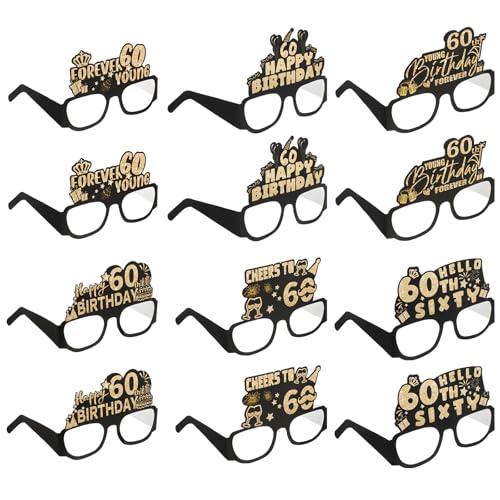 12 Stück 60. Geburtstag Brille Papier Geburtstag Party Dekoration Supplies Schwarz Gold Brillen Lustige 60. Geburtstag Foto Requisiten Vintage Geburtstag Kostüm Zubehör für Männer Frauen 50 Jahre alt 12 Stück 60. Geburtstag Brille Papier Geburtstag Party Dekoration Supplies Schwarz Gold Brillen Lustige 60. Geburtstag Foto Requisiten Vintage Geburtstag Kostüm Zubehör für Männer Frauen 50 Jahre alt von WY LIGHTING LEVEL