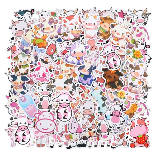150Stück Kühe Aufkleber Niedliche Süße Kuh Cartoon Vinyl Aufkleber Wasserdicht Vinyl niedliche Tier Aufklebers Geschenk für Kinder Teenager Motorrad Fahrrad Auto Phone Kühlschrank Skateboard Stoßstang von WY LIGHTING LEVEL