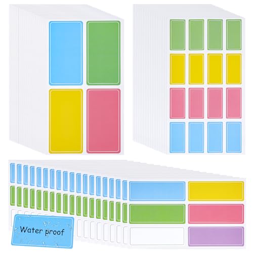 520 Stück Bunte Leere Etiketten, Rechteckige Farbige Klebepunkte Aufkleber Wasserdicht Hinweis Papier Küche Aufkleber Selbstklebende Namensetiketten für Vorratsbehälter Getränkeflaschen Plastikdosen von WY LIGHTING LEVEL