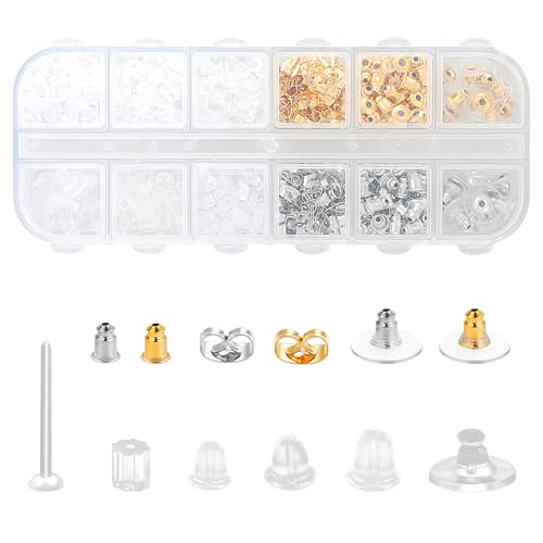 600 Stück Ohrring-Verschlüsse, 12 Stile Metall Silikon Ohrring Rücken Stopper Rückstecker Ohrringeset mit Aufbewahrungsbox Ohrstopper Zubehör Kugel Schmetterlinge Ohrstopper für DIY Schmuckherstellung 600 Stück Ohrring-Verschlüsse, 12 Stile Metall Silikon Ohrring Rücken Stopper Rückstecker Ohrringeset mit Aufbewahrungsbox Ohrstopper Zubehör Kugel Schmetterlinge Ohrstopper für DIY Schmuckherstellung von WY LIGHTING LEVEL