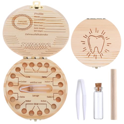 Baby-Zahnfeen-Box, Baby-Zahn-Erinnerungsbox für verlorene Zähne, Halter für Kinder, aus Holz, für Kinder, Andenken-Organizer, niedlicher Kinderzahnbehälter mit Pinzette für Jungen, Mädchen, Dusche, von WY LIGHTING LEVEL