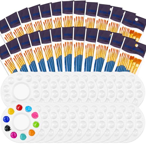 Pinsel-Paletten-Set, 24 Stück/240 Stück Acrylpinsel und 24 Paletten, professioneller Künstlerpinsel, runde Spitze, Nylonhaar, Acrylpinsel, Finger, Gesicht, Aquarell, Kinder, Erwachsene, Ölgemälde Pinsel-Paletten-Set, 24 Stück/240 Stück Acrylpinsel und 24 Paletten, professioneller Künstlerpinsel, runde Spitze, Nylonhaar, Acrylpinsel, Finger, Gesicht, Aquarell, Kinder, Erwachsene, Ölgemälde von WY LIGHTING LEVEL