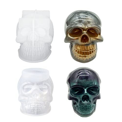 WYAHYQ 2Stücke Totenkopf Silikonform Epoxidharz Formen Silikon Kerzenformen Zum Gießen Halloween Skull Gießformen Groß von WYAHYQ