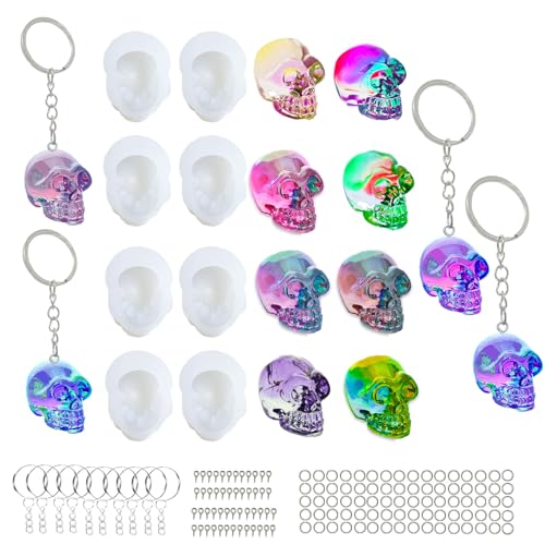WYAHYQ 8Stück Totenkopf Silikonform Epoxidharz Formen Silikon Klein Skull Silikonform Epoxidharz Halloween Gießform von WYAHYQ