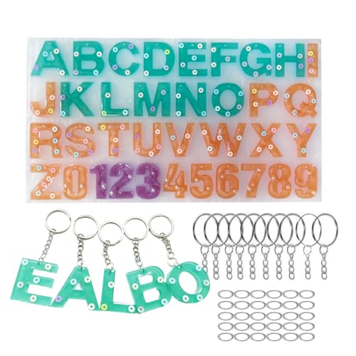 WYAHYQ Alphabet Epoxidharz Formen Silikon Buchstaben Silikonform Mit Loch Epoxidharz Set Anfänger Schlüsselanhänger von WYAHYQ