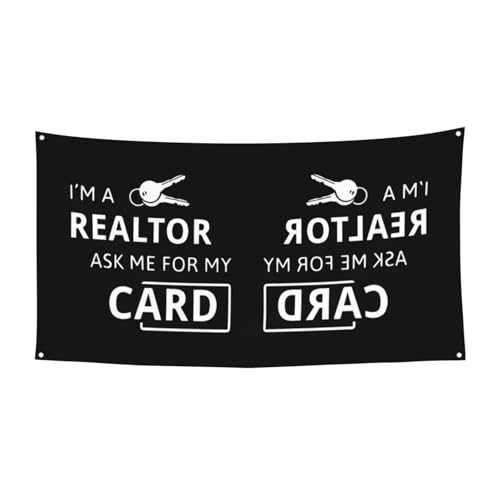 "I'M A Realtor Ask Me Printing"-Banner für Halloween, Innen- und Außenbereich, UV-beständig, mit Metalllöchern, 1 Stück von WYCZHY