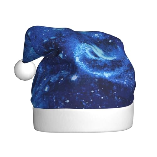 WYCZHY Blaue Weltraum-Galaxie-Weihnachtsmütze, Weihnachtsmannmütze, Urlaub für Erwachsene, Männer, Frauen, Weihnachtsmütze für Neujahr, festliche Party von WYCZHY