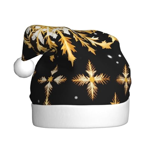 WYCZHY Goldene Weihnachtsmütze mit Schneeflocke, Weihnachtsmannmütze, Urlaub für Erwachsene, Männer, Frauen, Weihnachtsmütze für Neujahr, festliche Party WYCZHY Goldene Weihnachtsmütze mit Schneeflocke, Weihnachtsmannmütze, Urlaub für Erwachsene, Männer, Frauen, Weihnachtsmütze für Neujahr, festliche Party von WYCZHY