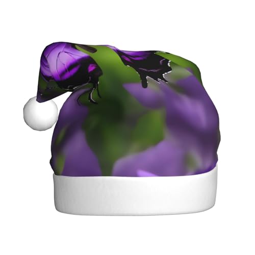 WYCZHY Violette Schmetterlings-Weihnachtsmütze, Weihnachtsmannmütze, Urlaub für Erwachsene, Männer und Frauen, Weihnachtsmütze für Neujahr, festliche Party von WYCZHY