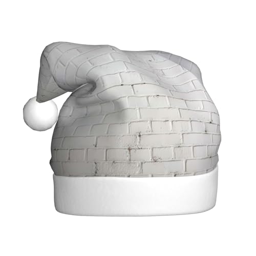 WYCZHY Weihnachtsmütze, alte weiße Ziegelmauer, Weihnachtsmannmütze, Urlaub für Erwachsene, Männer, Frauen, Weihnachtsmütze für Neujahr, festliche Party WYCZHY Weihnachtsmütze, alte weiße Ziegelmauer, Weihnachtsmannmütze, Urlaub für Erwachsene, Männer, Frauen, Weihnachtsmütze für Neujahr, festliche Party von WYCZHY