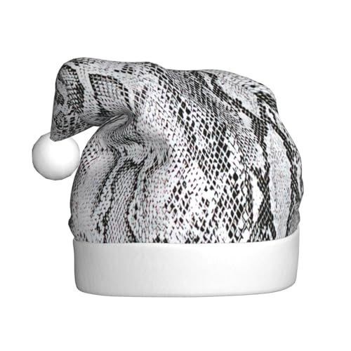 WYCZHY Weihnachtsmütze mit Schlangenhaut, Schwarz und Weiß, Weihnachtsmannmütze, Urlaub für Erwachsene, Männer, Frauen, Weihnachtsmütze für Neujahr, festliche Party von WYCZHY