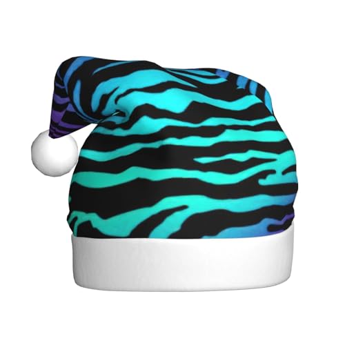 WYCZHY Weihnachtsmütze mit Zebrastreifen, Blaue Camouflage, Weihnachtsmütze für Erwachsene, Männer, Frauen, Weihnachtsmütze für Neujahr, festliche Party von WYCZHY
