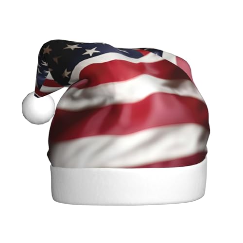 WYCZHY Weihnachtsmütze mit amerikanischer Flagge, Weihnachtsmannmütze, Urlaub für Erwachsene, Männer, Frauen, Weihnachtsmütze für Neujahr, festliche Party von WYCZHY