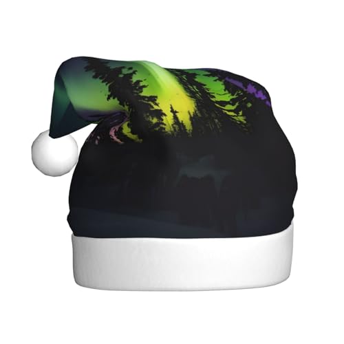 WYCZHY Weihnachtsmütze mit dunklen Nordlichtern, Weihnachtsmannmütze, Urlaub für Erwachsene, Männer, Frauen, Weihnachtsmütze für Neujahr, festliche Party WYCZHY Weihnachtsmütze mit dunklen Nordlichtern, Weihnachtsmannmütze, Urlaub für Erwachsene, Männer, Frauen, Weihnachtsmütze für Neujahr, festliche Party von WYCZHY