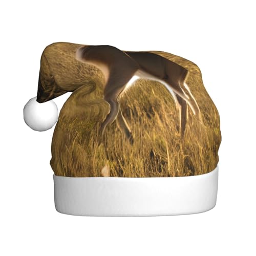WYCZHY Weihnachtsmütze mit niedlichem Hirsch, Weihnachtsmannmütze, Urlaub für Erwachsene, Männer, Frauen, Weihnachtsmütze für Neujahr, festliche Party von WYCZHY