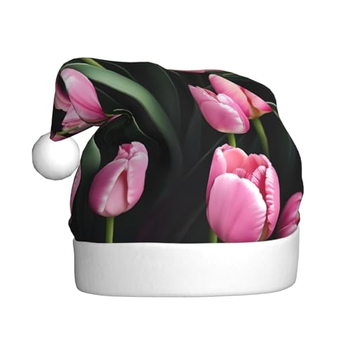 WYCZHY Weihnachtsmütze mit roten Tulpen, Weihnachtsmannmütze, Urlaub für Erwachsene, Männer, Frauen, Weihnachtsmütze für Neujahr, festliche Party WYCZHY Weihnachtsmütze mit roten Tulpen, Weihnachtsmannmütze, Urlaub für Erwachsene, Männer, Frauen, Weihnachtsmütze für Neujahr, festliche Party von WYCZHY