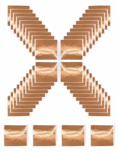Blattgold, 8,9 x 8,5 cm, Blattgold, mehrfarbig, für vergoldete Bastelarbeiten, Malerei, DIY-Design, Möbeldekoration (Roségold), 200 Stück von WYDZKJ