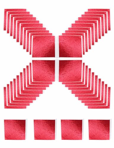 Blattgoldblätter, 8,9 x 8,5 cm, Blattgold, mehrfarbig, für vergoldete Bastelarbeiten, Malerei, DIY-Design, Möbeldekoration, Rot, 200 Stück Blattgoldblätter, 8,9 x 8,5 cm, Blattgold, mehrfarbig, für vergoldete Bastelarbeiten, Malerei, DIY-Design, Möbeldekoration, Rot, 200 Stück von WYDZKJ