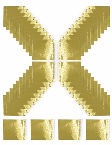 Goldblätterblätter, 8,9 x 8,5 cm, Blattgold, mehrfarbig, für vergoldetes Handwerk, Malerei, DIY-Design, Möbeldekoration (Gold), 200 Stück von WYDZKJ