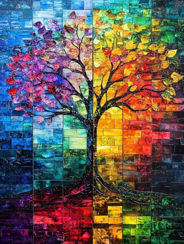 5D Diamond Painting Baum Des Lebens, Baum Diamond Painting Erwachsene, DIY Vollbohrer Runder Mosaikherstellung Crystal Art Stickerei Kreuzstich Malerei für Home Wand Deko, Geschenk 30x40cm YJ-547 von WYJCDWOU