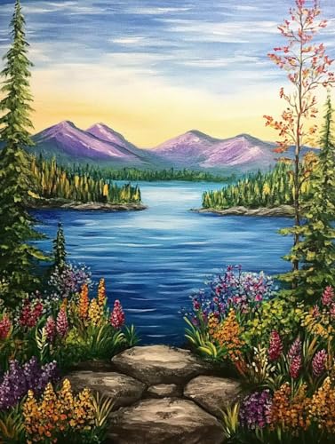 5D Diamond Painting Berg, See Diamond Painting Erwachsene, DIY Vollbohrer Runder Mosaikherstellung Crystal Art Stickerei Kreuzstich Malerei für Home Wand Deko, Mädchen Geschenk 30x40cm YJ-563 von WYJCDWOU