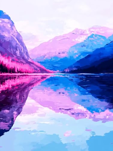 5D Diamond Painting Berg, See Diamond Painting Erwachsene, DIY Vollbohrer Runder Mosaikherstellung Crystal Art Stickerei Kreuzstich Malerei für Home Wand Deko, Mädchen Geschenk 30x40cm YJ-565 von WYJCDWOU