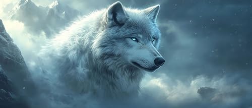 Diamond Painting Erwachsene, Wolf Diamant Painting Bilder Set für Anfänger (100x200cm), 5D DIY Crystal Kunst Strass Stickerei Tier Diamant Malerei Kits, Bastelset Erwachsene für Wanddeko Model-11 von WYJCDWOU