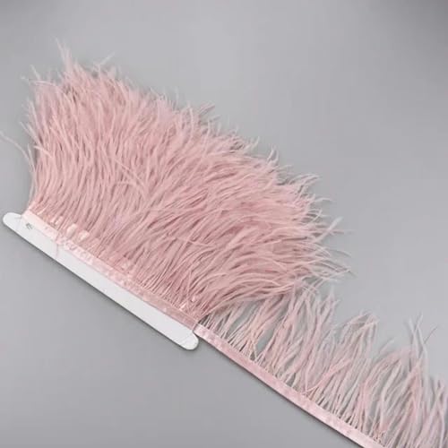 1 Meter Straußenfedern Band 10–15 cm weiße Feder Quaste Fransenbesatz Handarbeit Kleidung Hochzeit Zubehör-Leder rosa von WYLZBA