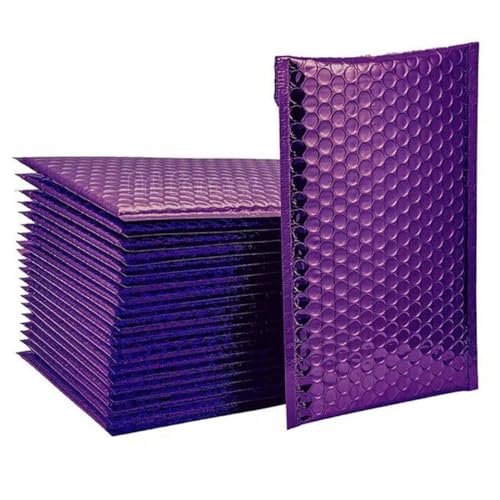 50 Stück violette Versandtaschen, gepolsterte Versandverpackung, Polsterung, selbstklebende Beutel, rosa Versand für Geschenkumschläge, violett, violett, 15 x 20 cm von WYLZBA