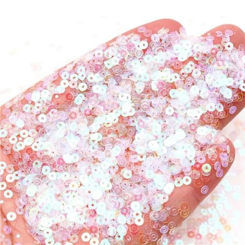 Flache Pailletten, 3 mm, 4 mm, 5 mm, 6 mm, flache runde PVC-Glitzer-Pailletten für Handarbeiten, Kartenherstellung, Basteln, Nähen, Kleidung, Zubehör, transparent, 4 mm, 20 g Flache Pailletten, 3 mm, 4 mm, 5 mm, 6 mm, flache runde PVC-Glitzer-Pailletten für Handarbeiten, Kartenherstellung, Basteln, Nähen, Kleidung, Zubehör, transparent, 4 mm, 20 g von WYLZBA