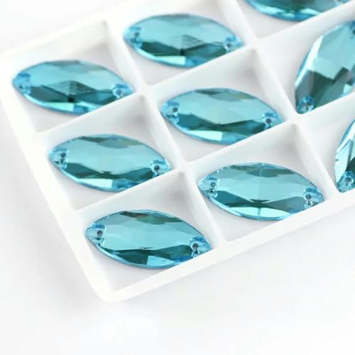Strasssteine zum Aufnähen, AB-Glas-Strasssteine zum Aufnähen, Pferdeauge-Kristall für Hochzeitskleid, Knopf, Aquamarin, 7 x 15 mm, 48 Stück Strasssteine zum Aufnähen, AB-Glas-Strasssteine zum Aufnähen, Pferdeauge-Kristall für Hochzeitskleid, Knopf, Aquamarin, 7 x 15 mm, 48 Stück von WYLZBA