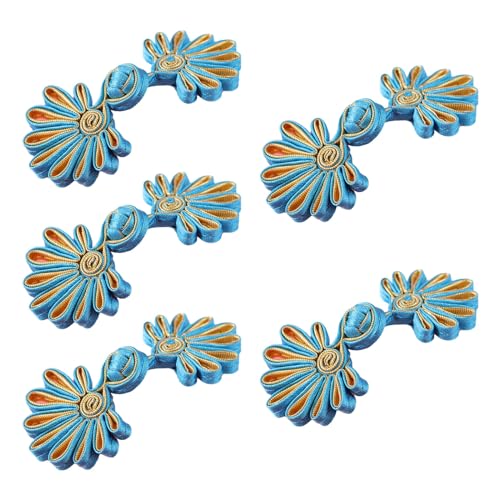 WYLZLKX 5 Paar chinesische Knoten, Cheongsam-Knöpfe, chinesische Verschlüsse, Nähknöpfe, Seeblau, Gold WYLZLKX 5 Paar chinesische Knoten, Cheongsam-Knöpfe, chinesische Verschlüsse, Nähknöpfe, Seeblau, Gold von WYLZLKX