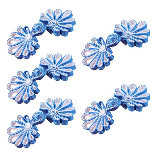 WYLZLKX 5 Paar chinesische Knoten, Froschknöpfe, Cheongsam-Knöpfe, chinesische Verschlussknöpfe, Nähknöpfe, Seeblau und Weiß WYLZLKX 5 Paar chinesische Knoten, Froschknöpfe, Cheongsam-Knöpfe, chinesische Verschlussknöpfe, Nähknöpfe, Seeblau und Weiß von WYLZLKX