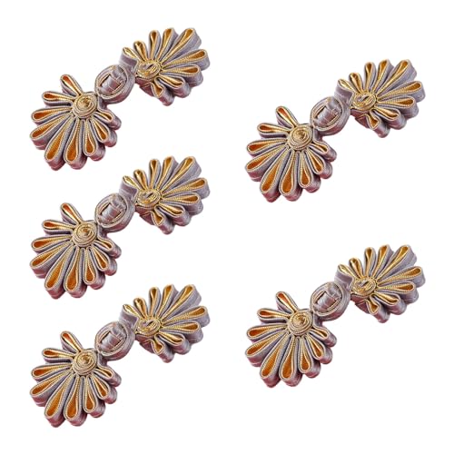 WYLZLKX 5 Paar chinesische Knoten, Froschknöpfe, Cheongsam-Knöpfe, chinesische Verschlussknöpfe, Nähknöpfe, Verschlüsse, Graugold WYLZLKX 5 Paar chinesische Knoten, Froschknöpfe, Cheongsam-Knöpfe, chinesische Verschlussknöpfe, Nähknöpfe, Verschlüsse, Graugold von WYLZLKX