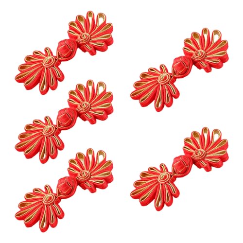 WYLZLKX 5 Paar chinesische Knoten, Froschknöpfe, Cheongsam-Knöpfe, chinesische Verschlussknöpfe, Nähknöpfe, Verschlüsse, Rotgold, 5 Paar WYLZLKX 5 Paar chinesische Knoten, Froschknöpfe, Cheongsam-Knöpfe, chinesische Verschlussknöpfe, Nähknöpfe, Verschlüsse, Rotgold, 5 Paar von WYLZLKX