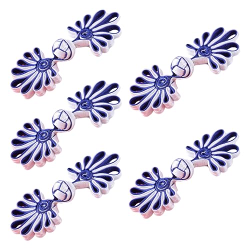 WYLZLKX 5 Paar chinesische Knoten, Froschknöpfe, Cheongsam-Knöpfe, chinesische Verschlussknöpfe, Nähknöpfe, Verschlüsse, Weiß / Blau WYLZLKX 5 Paar chinesische Knoten, Froschknöpfe, Cheongsam-Knöpfe, chinesische Verschlussknöpfe, Nähknöpfe, Verschlüsse, Weiß / Blau von WYLZLKX