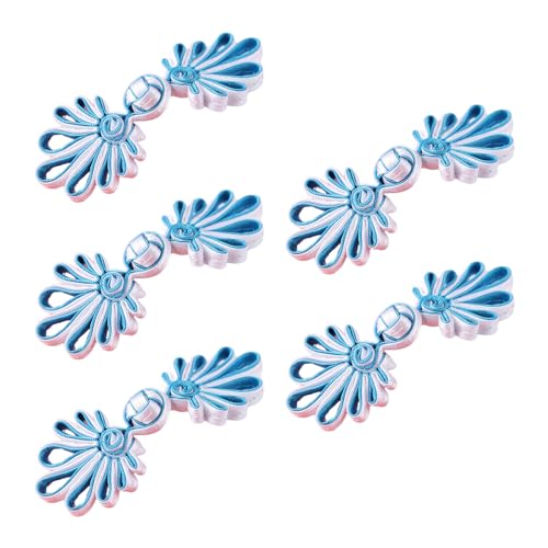 WYLZLKX 5 Paar chinesische Knoten, Froschknöpfe, Cheongsam-Knöpfe, chinesischer Verschluss, Nähknöpfe, Verschlüsse, Blau WYLZLKX 5 Paar chinesische Knoten, Froschknöpfe, Cheongsam-Knöpfe, chinesischer Verschluss, Nähknöpfe, Verschlüsse, Blau von WYLZLKX