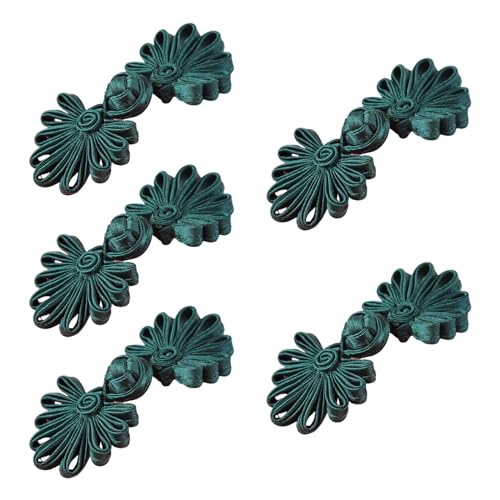 WYLZLKX 5 Paar chinesische Knoten, Froschknöpfe, Cheongsam-Knöpfe, chinesischer Verschluss, Nähknöpfe, Verschlüsse, Dunkelgrün WYLZLKX 5 Paar chinesische Knoten, Froschknöpfe, Cheongsam-Knöpfe, chinesischer Verschluss, Nähknöpfe, Verschlüsse, Dunkelgrün von WYLZLKX