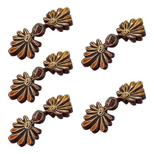WYLZLKX 5 Paar chinesische Knoten, Froschknöpfe, Cheongsam-Knöpfe, chinesischer Verschluss, Nähknöpfe, Verschlüsse, Kaffee-Gold WYLZLKX 5 Paar chinesische Knoten, Froschknöpfe, Cheongsam-Knöpfe, chinesischer Verschluss, Nähknöpfe, Verschlüsse, Kaffee-Gold von WYLZLKX