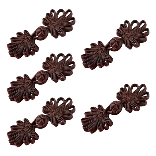 WYLZLKX 5 Paar chinesische Knoten, Froschknöpfe, Cheongsam-Knöpfe, chinesischer Verschluss, Nähknöpfe, Verschlüsse, Kaffeebraun WYLZLKX 5 Paar chinesische Knoten, Froschknöpfe, Cheongsam-Knöpfe, chinesischer Verschluss, Nähknöpfe, Verschlüsse, Kaffeebraun von WYLZLKX