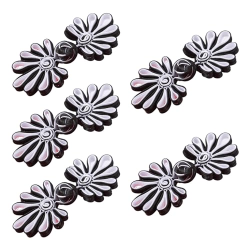WYLZLKX 5 Paar chinesische Knoten, Froschknöpfe, Cheongsam-Knöpfe, chinesischer Verschluss, Nähknöpfe, Verschlüsse, Schwarz und Weiß WYLZLKX 5 Paar chinesische Knoten, Froschknöpfe, Cheongsam-Knöpfe, chinesischer Verschluss, Nähknöpfe, Verschlüsse, Schwarz und Weiß von WYLZLKX