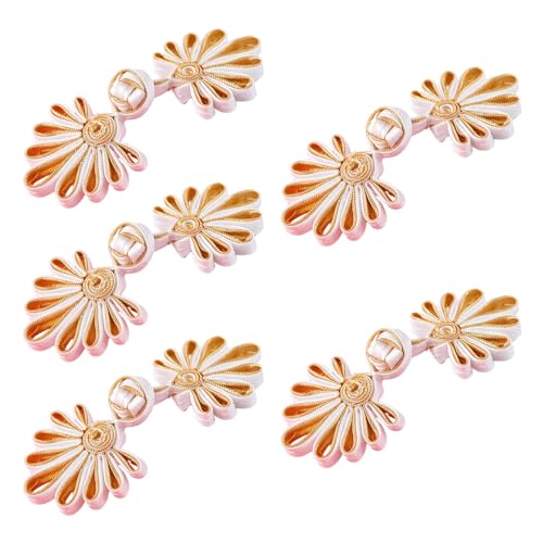 WYLZLKX 5 Paar chinesische Knoten, Froschknöpfe, Cheongsam-Knöpfe, chinesischer Verschluss, Nähknöpfe, Verschlüsse, Weißgold WYLZLKX 5 Paar chinesische Knoten, Froschknöpfe, Cheongsam-Knöpfe, chinesischer Verschluss, Nähknöpfe, Verschlüsse, Weißgold von WYLZLKX