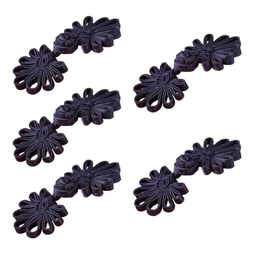WYLZLKX 5 Paar chinesische Knoten, Froschknöpfe, Cheongsam-Knöpfe, chinesischer Verschluss, Nähknöpfe, Verschlüsse, marineblau WYLZLKX 5 Paar chinesische Knoten, Froschknöpfe, Cheongsam-Knöpfe, chinesischer Verschluss, Nähknöpfe, Verschlüsse, marineblau von WYLZLKX