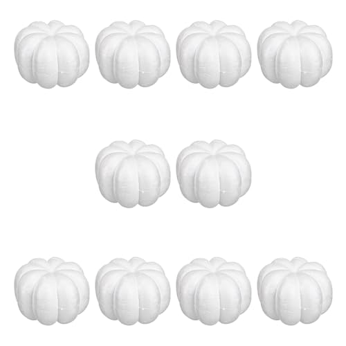 WYLZLKX Künstliche Kürbisse, 8 cm oder 10 cm, weiße Schaumstoff-Kürbisse für Halloween, Thanksgiving, Herbst, Zuhause, Party, Tischdekoration, realistische Kürbisse, 10 Stück von WYLZLKX