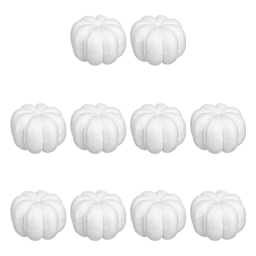 WYLZLKX Künstliche Kürbisse, 8 cm oder 10 cm, weiße Schaumstoff-Kürbisse für Halloween, Thanksgiving, Herbst, Zuhause, Party, Tischdekoration, realistische Kürbisse, 10 Stück von WYLZLKX